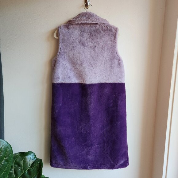 *NWT* Uchuu Reversible Faux Fur Purple/Lilac Long Vest - One Size - Picture 6 of 16